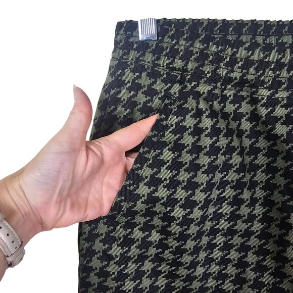 ADIDAS IVY PARK TWILL JOGGER PANTS- Unisex Youth Size XL- Green Houndstooth - Picture 10 of 13
